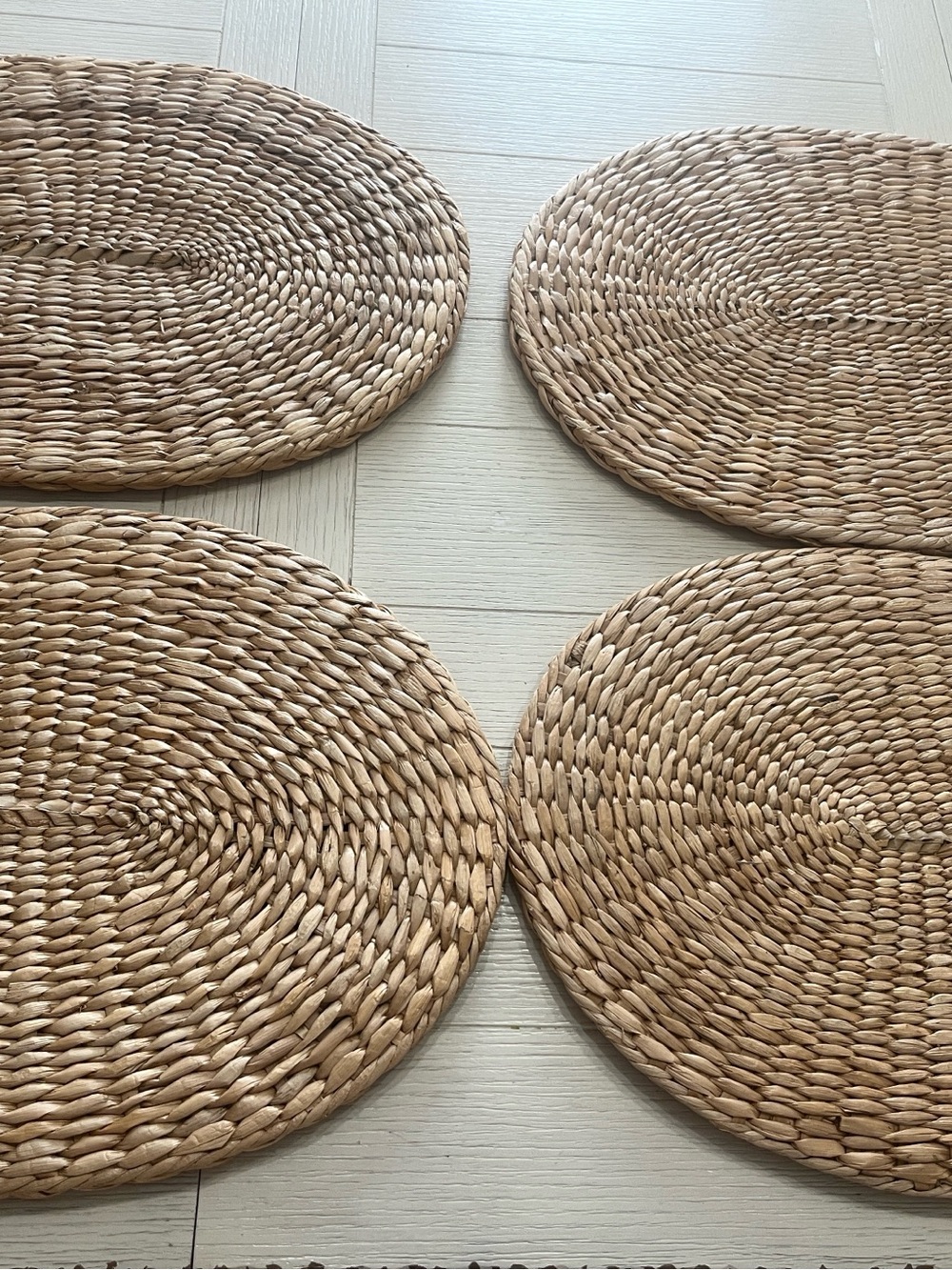 Woven Natural Rattan Wicker Seagrass Placemats - Set of 4 Reversible